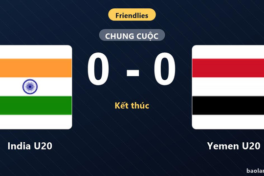 India U20 chia điểm với Yemen U20 trong trận giao hữu không bàn thắng