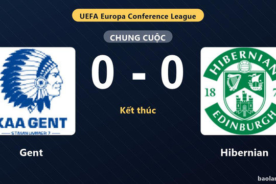 Gent và Hibernian bất phân thắng bại ở vòng Playoff Europa Conference League