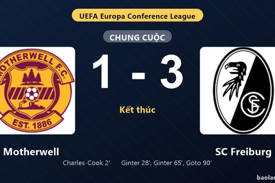 Thống kê trận đấu Motherwell 1-3 SC Freiburg: SC Freiburg ngược dòng ngoạn mục, giành chiến thắng, đi tiếp