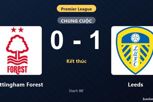 Thống kê trận đấu Nottingham Forest 0-1 Leeds: A. Stach tỏa sáng, Leeds giành trọn 3 điểm