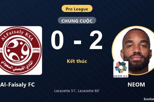 Lacazette lập cú đúp giúp NEOM hạ Al-Faisaly FC, vươn lên thứ 5 Pro League