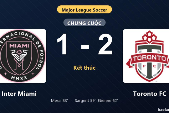 Thống kê trận đấu Inter Miami 1-2 Toronto FC: D. Etienne tỏa sáng, Toronto FC giành trọn 3 điểm