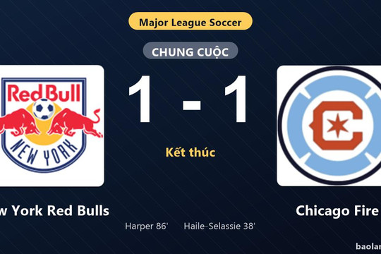 Thống kê trận đấu New York Red Bulls 1-1 Chicago Fire: Hai đội chia điểm