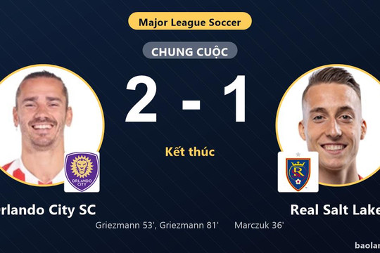 Ngược dòng hạ Real Salt Lake 2-1, Orlando City SC giành trọn 3 điểm trên sân nhà