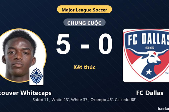 Thắng đậm FC Dallas 5-0, Vancouver Whitecaps cùng đối thủ giành vé vào vòng 1/16