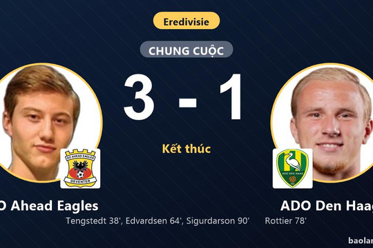 Hạ ADO Den Haag, GO Ahead Eagles chen chân vào top 3 Eredivisie