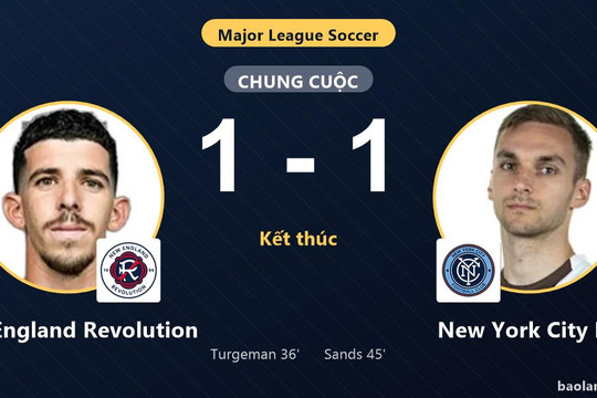 Hòa New York City FC 1-1, New England Revolution cùng đối thủ giành vé vào vòng 1/16