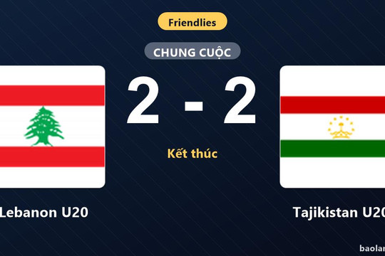 Lebanon U20 và Tajikistan U20 bất phân thắng bại trong trận giao hữu