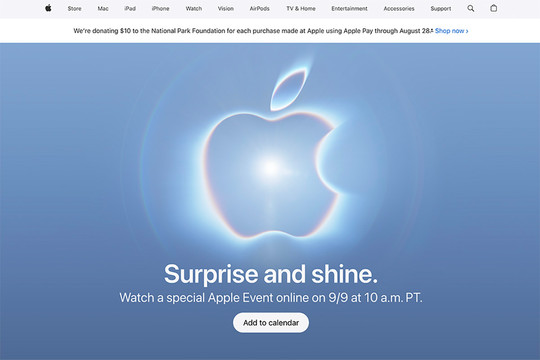 Apple chính thức công bố sự kiện ngày 9/9 với thông điệp Surprise and shine đầy ấn tượng