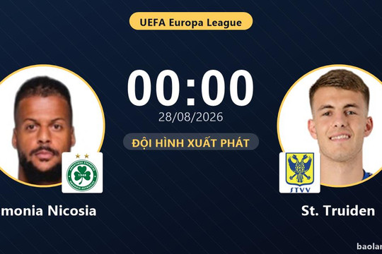 Trực tiếp Omonia Nicosia vs St. Truiden: Đội hình xuất phát