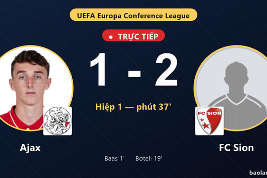 Trực tiếp Ajax vs FC Sion: FC Sion vượt lên dẫn trước