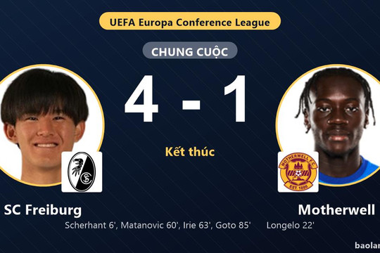 Thắng giòn giã Motherwell 4-1, SC Freiburg giành vé đi tiếp tại Conference League