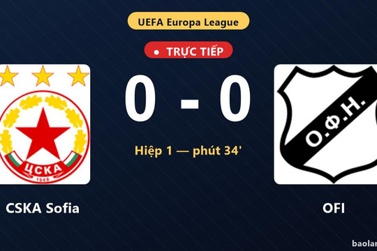 Trực tiếp CSKA Sofia vs OFI: Trận đấu đang diễn ra