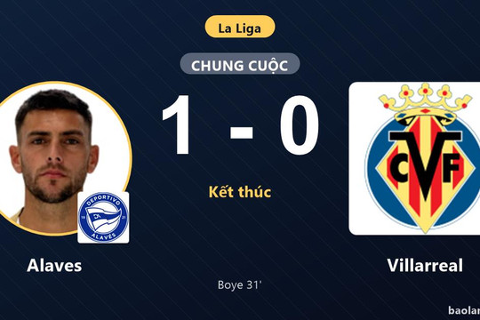Thắng tối thiểu Villarreal, Alaves chen chân vào top 5 khiến đối thủ tụt lại