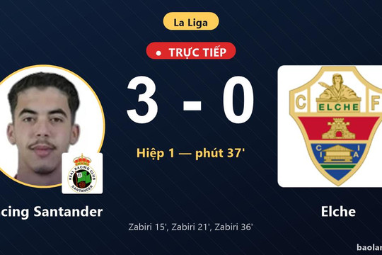 Trực tiếp Racing Santander vs Elche: Hết hiệp 1, Racing Santander dẫn 3-0