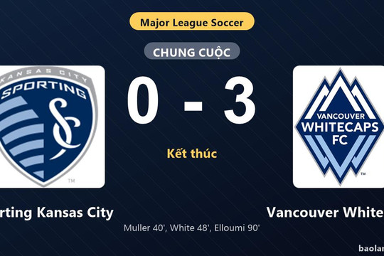 Thống kê trận đấu Sporting Kansas City 0-3 Vancouver Whitecaps: Vancouver Whitecaps thắng đậm thuyết phục