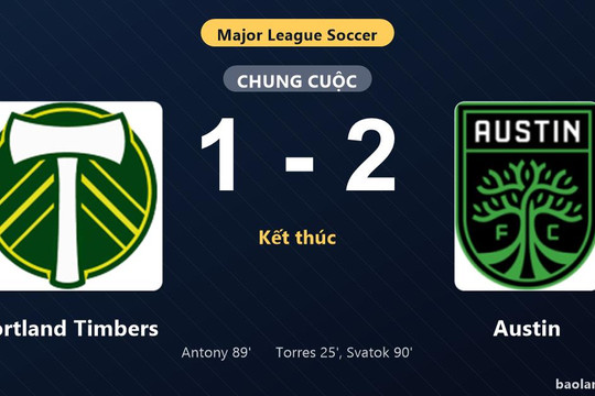 Thống kê trận đấu Portland Timbers 1-2 Austin: O. Svatok tỏa sáng, Austin giành trọn 3 điểm