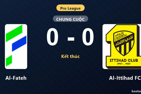 Bị Al-Fateh cầm chân không bàn thắng, Al-Ittihad FC lỡ cơ hội bứt phá top đầu