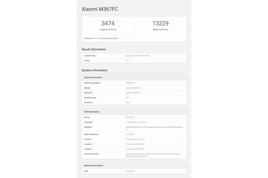 Hiệu năng chip XRING O3 trên Xiaomi Pad 9 Pro Max: Điểm Geekbench hé lộ sức mạnh thực tế