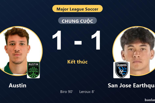 Chia điểm tại Q2 Stadium, Austin và San Jose Earthquakes cùng giành vé vào vòng 1/16