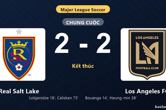 Thống kê trận đấu Real Salt Lake 2-2 Los Angeles FC: Màn rượt đuổi tỷ số mãn nhãn