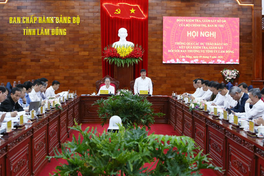 Đoàn Kiểm tra, giám sát số 240 của Bộ Chính trị làm việc với Ban Thường vụ Tỉnh ủy Lâm Đồng