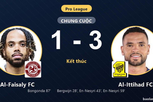 Hạ Al-Faisaly FC, Al-Ittihad FC vào top 4 còn chủ nhà chìm ở nhóm cầm đèn đỏ