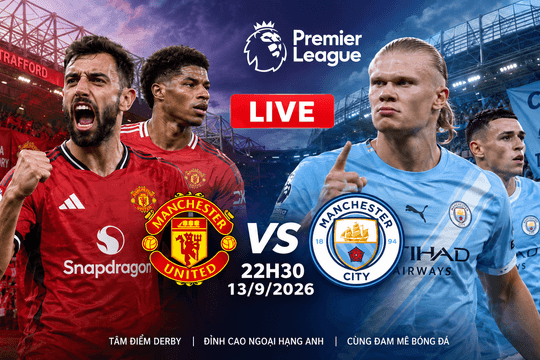 Link trực tiếp tỉ số MU vs Man City ngày 13/9/2026