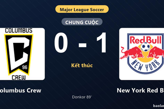 Thống kê trận đấu Columbus Crew 0-1 New York Red Bulls: Ronald Donkor tỏa sáng, New York Red Bulls giành trọn 3 điểm
