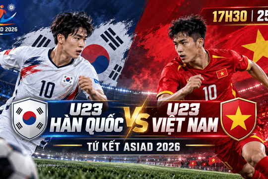 Lịch thi đấu bóng đá Việt Nam hôm nay 25/9/2026: U23 Việt Nam đại chiến Hàn Quốc