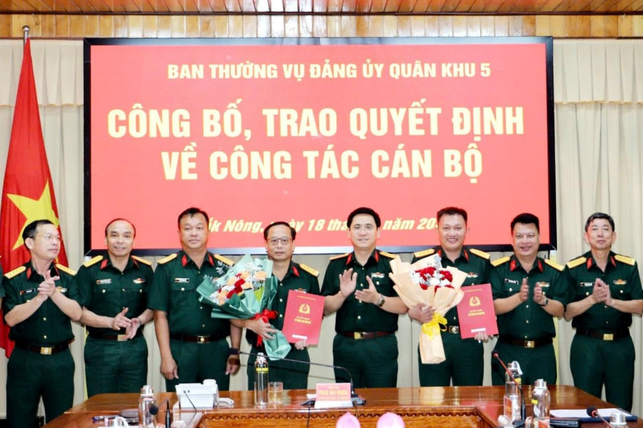 Quân khu 5 trao quyết định điều động cán bộ tại tỉnh Đắk Nông