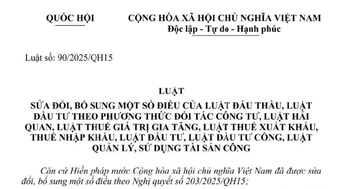 Đã có Luật sửa đổi Luật Thuế giá trị gia tăng, Luật Hải quan và 6 Luật khác (Luật số 90/2025/QH15)