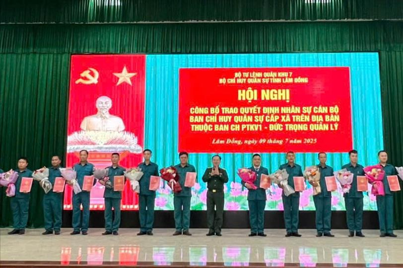 Lâm Đồng bổ nhiệm Chỉ huy trưởng Ban Chỉ huy Quân sự 57 xã, phường