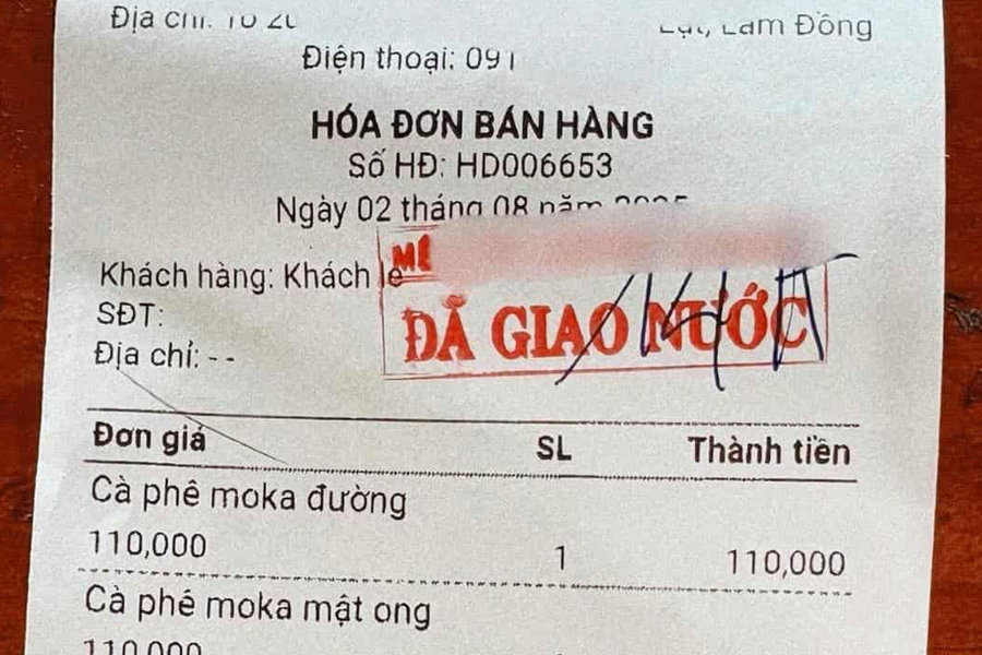 Quán cà phê ở Lâm Đồng lên tiếng về ly nước giá hơn 100.000 đồng