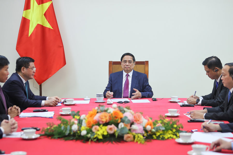 Thủ tướng Phạm Minh Chính điện đàm với Thủ tướng Campuchia Hun Manet
