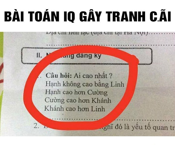 Câu đố logic: Ai là người cao nhất trong nhóm 4 người bạn?
