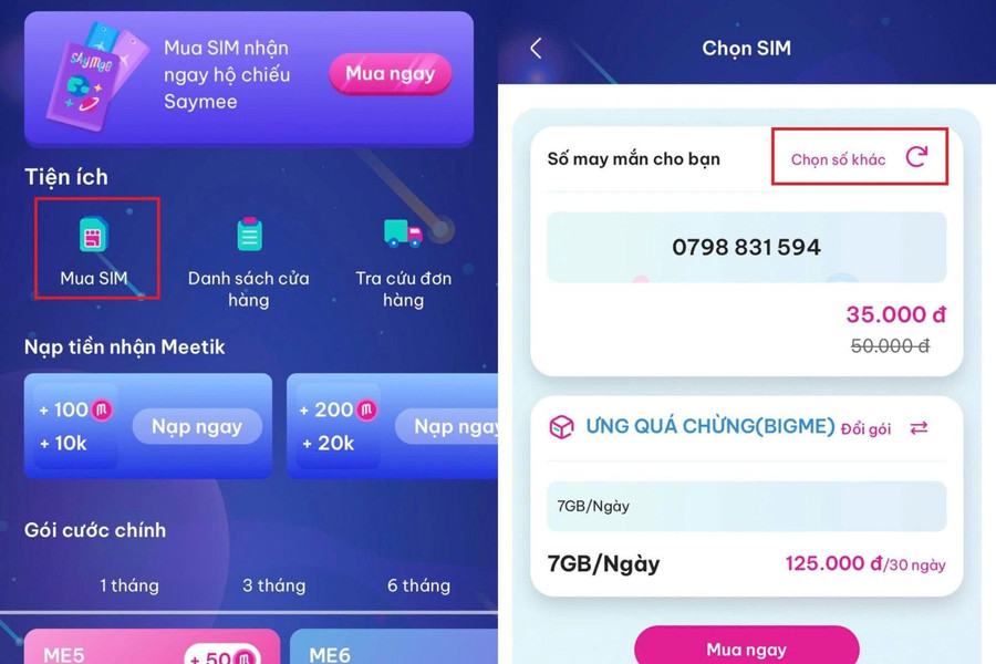 Tận hưởng kho SIM Saymee khổng lồ, chọn SIM số đẹp miễn phí