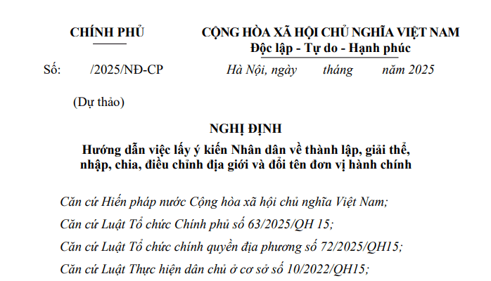 Đã có dự thảo Nghị định hướng dẫn lấy ý kiến nhân dân khi sáp nhập, chia tách tỉnh, xã