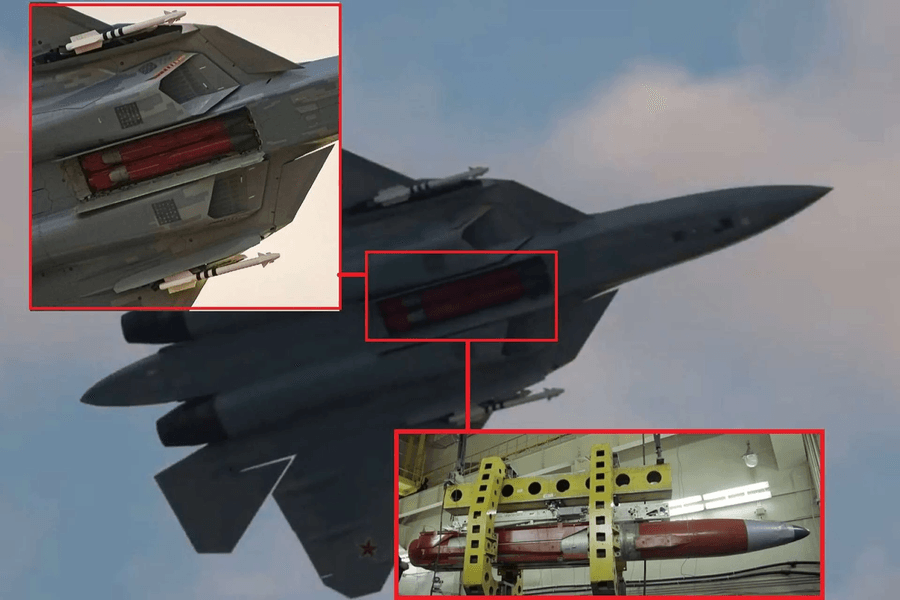 Su-57 lộ khoang vũ khí: mang hai tên lửa Kh-58UShK
