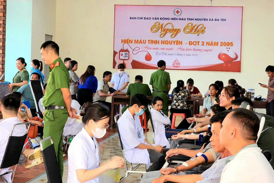 Đạ Tẻh tiếp nhận 153 đơn vị máu trong Ngày hội hiến máu tình nguyện đợt 2 năm 2025