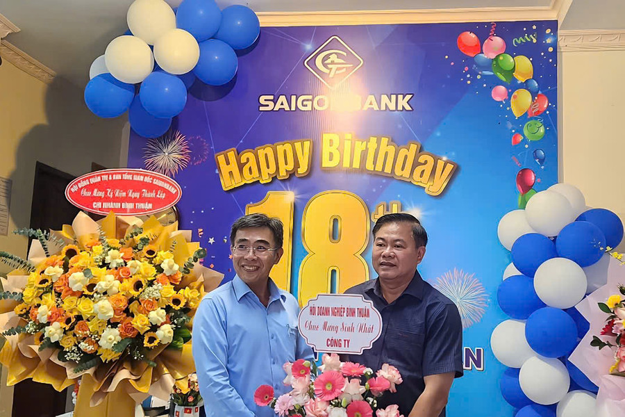 Hiệp hội Doanh nghiệp tỉnh Lâm Đồng chúc mừng 18 năm ngày thành lập SAIGONBANK Chi nhánh Bình Thuận