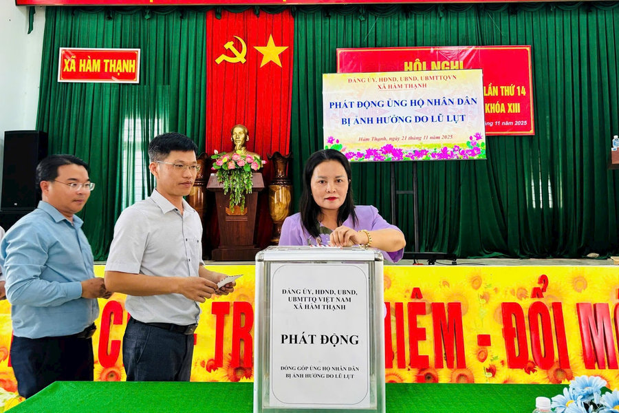 Hàm Thuận Nam, Hàm Thạnh phát động ủng hộ các xã bị thiệt hại do lũ lụt