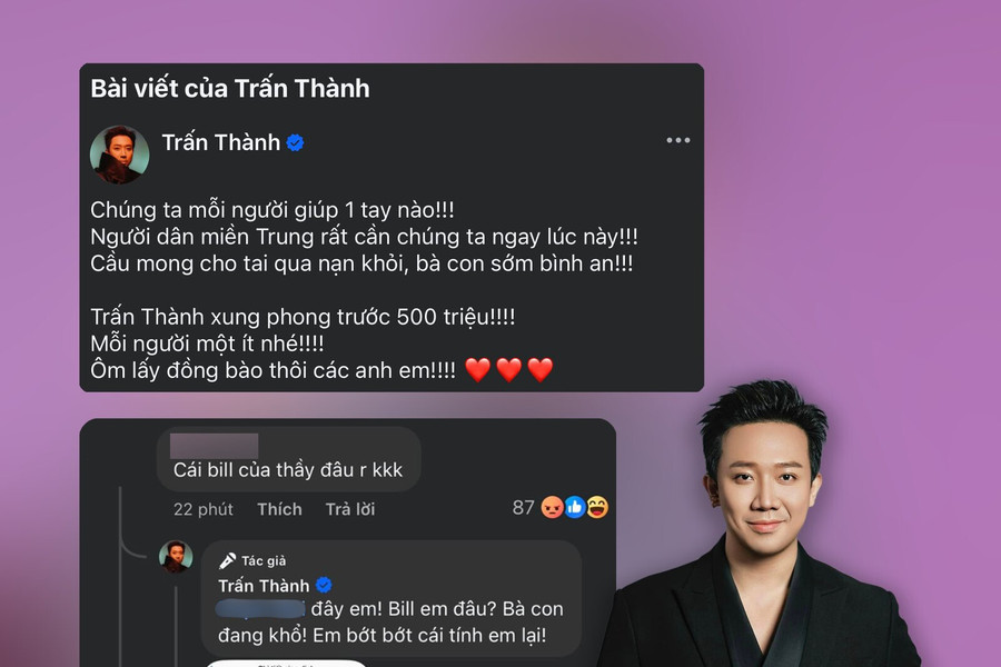Trấn Thành đáp trả khi bị yêu cầu sao kê khoản ủng hộ 500 triệu