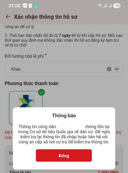 Cách sửa lỗi VNeID báo 'Thông tin không tồn tại' khi đăng ký