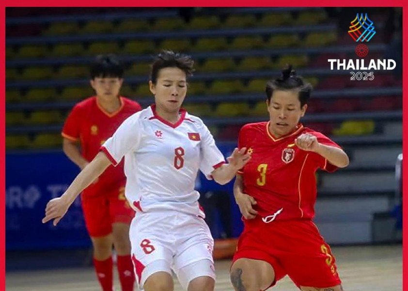Futsal nữ Việt Nam ngược dòng 4-2 Myanmar, vào bán kết SEA Games
