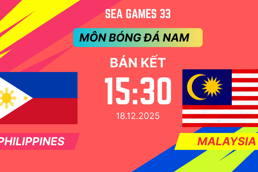 Tường thuật trực tiếp bóng đá nam U22 Philippines vs U22 Malaysia hôm nay 18/12/2025