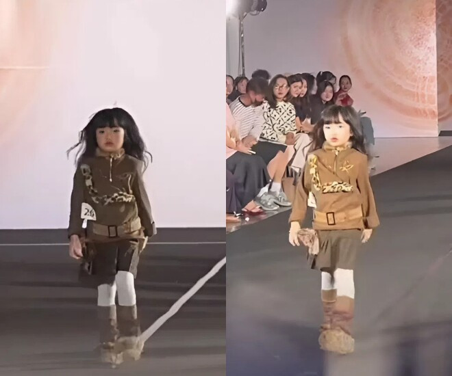 Con gái Trường Giang 6 tuổi gây ấn tượng trên sàn catwalk