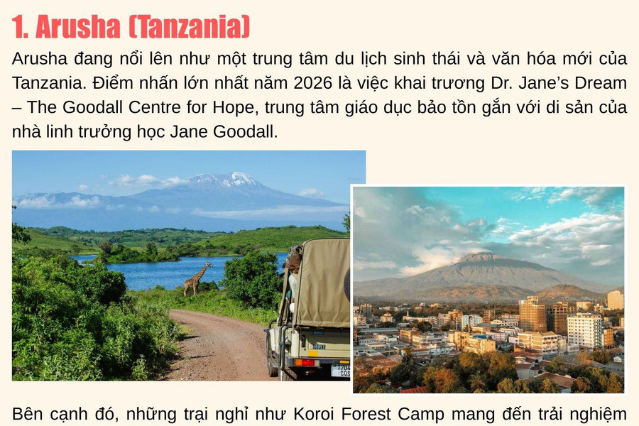 9 điểm đến tuyệt vời nhất thế giới cho hành trình năm 2026
