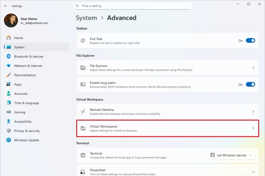 Cách dùng Virtual Workspaces để quản lý tính năng ảo hóa trên Windows 11