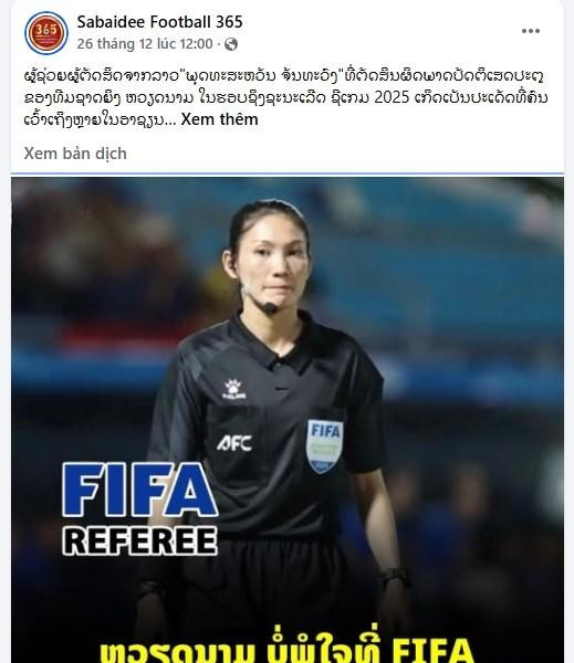 CĐV Lào phẫn nộ khi trọng tài gây sai sót ở SEA Games 33 vẫn được FIFA công nhận